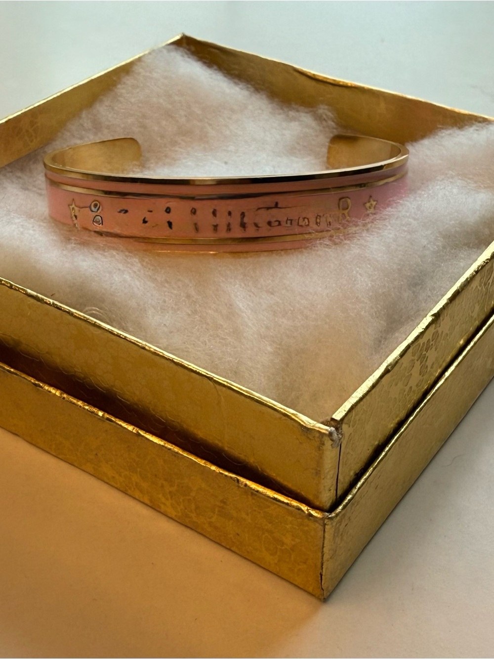 Pink Enamel Gold-Tone Cuff Bracelet